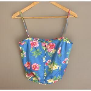 Ralph Lauren Cami Corset Top Women’s M Hawaiian Print Coquette Resort Feminine